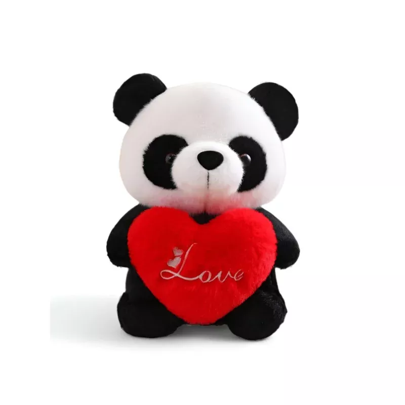"7-inch Panda Teddy Bear with Red Heart - 'Love' Stuffed Animal Soft Toy for Gifting" LMI11382